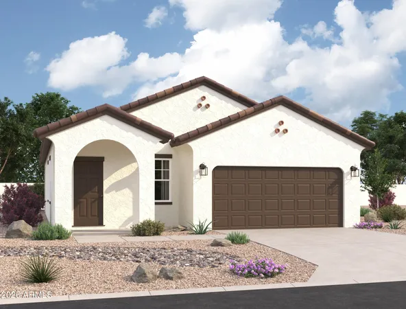 a view of a house with a yard and garage