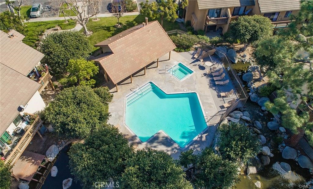 61 Orange Blossom Irvine, CA 92618 - Photo 34 of 40 an aerial view of a house with outdoor space and swimming pool