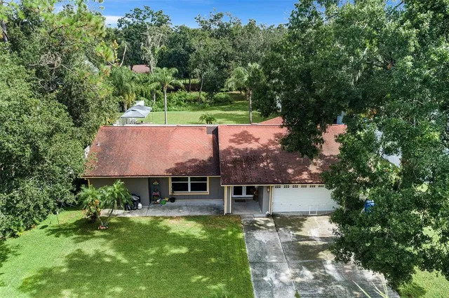 an aerial view of a house