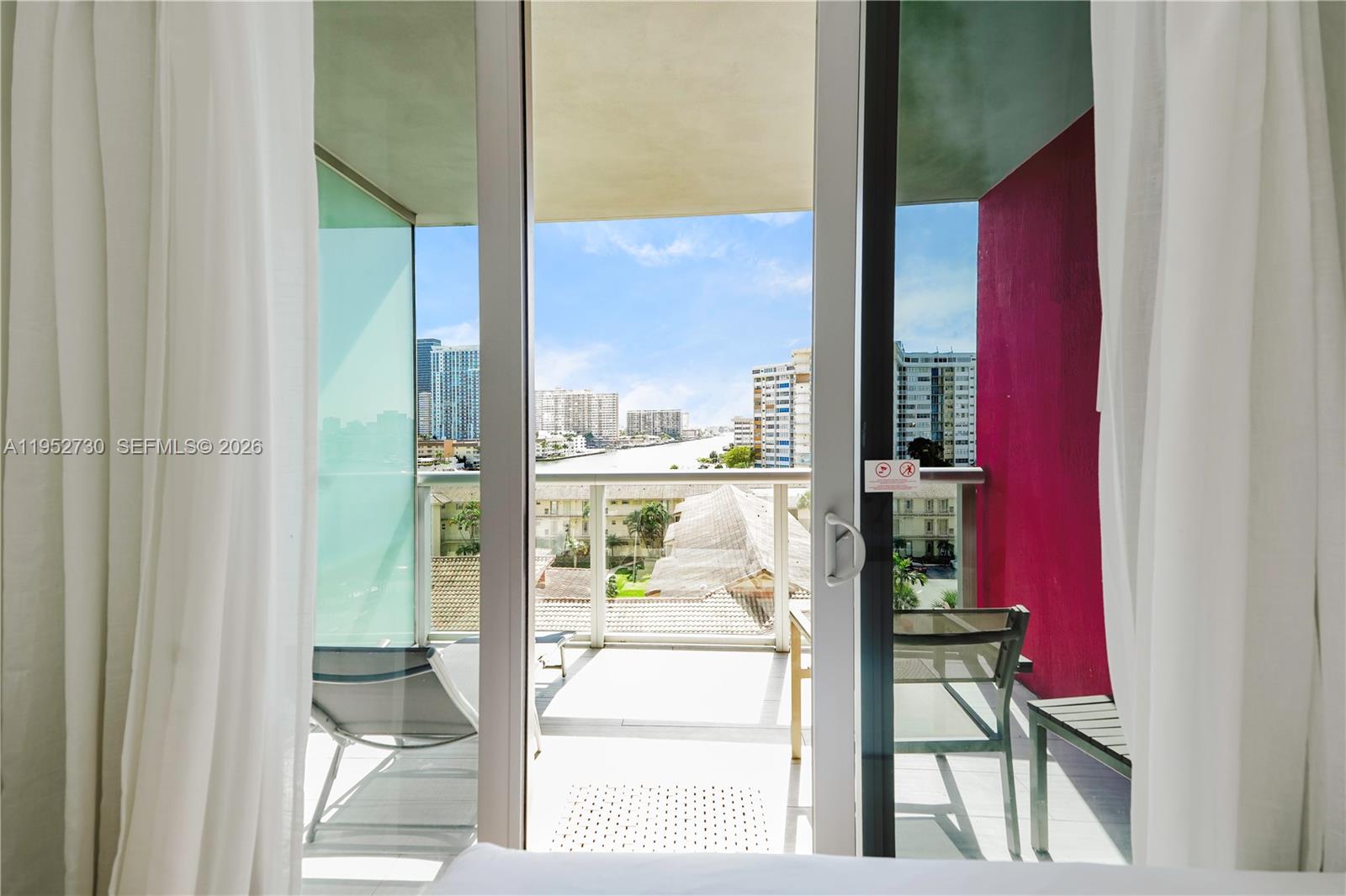 2602 East Hallandale Beach Boulevard, Unit R707 Hallandale Beach, FL 33009 - Photo 21 of 52 View from bedroom 2 with private balcony