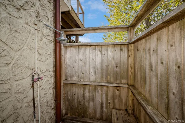 a view of a wooden door