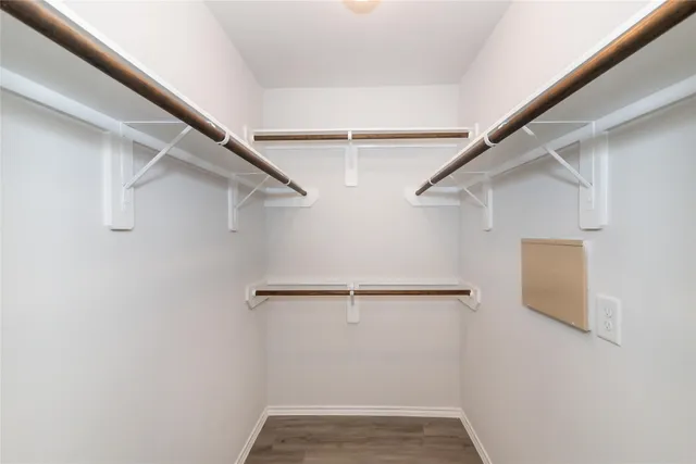 a view of small space with racks on the wall