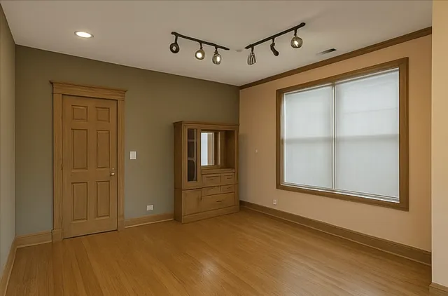 an empty room with windows