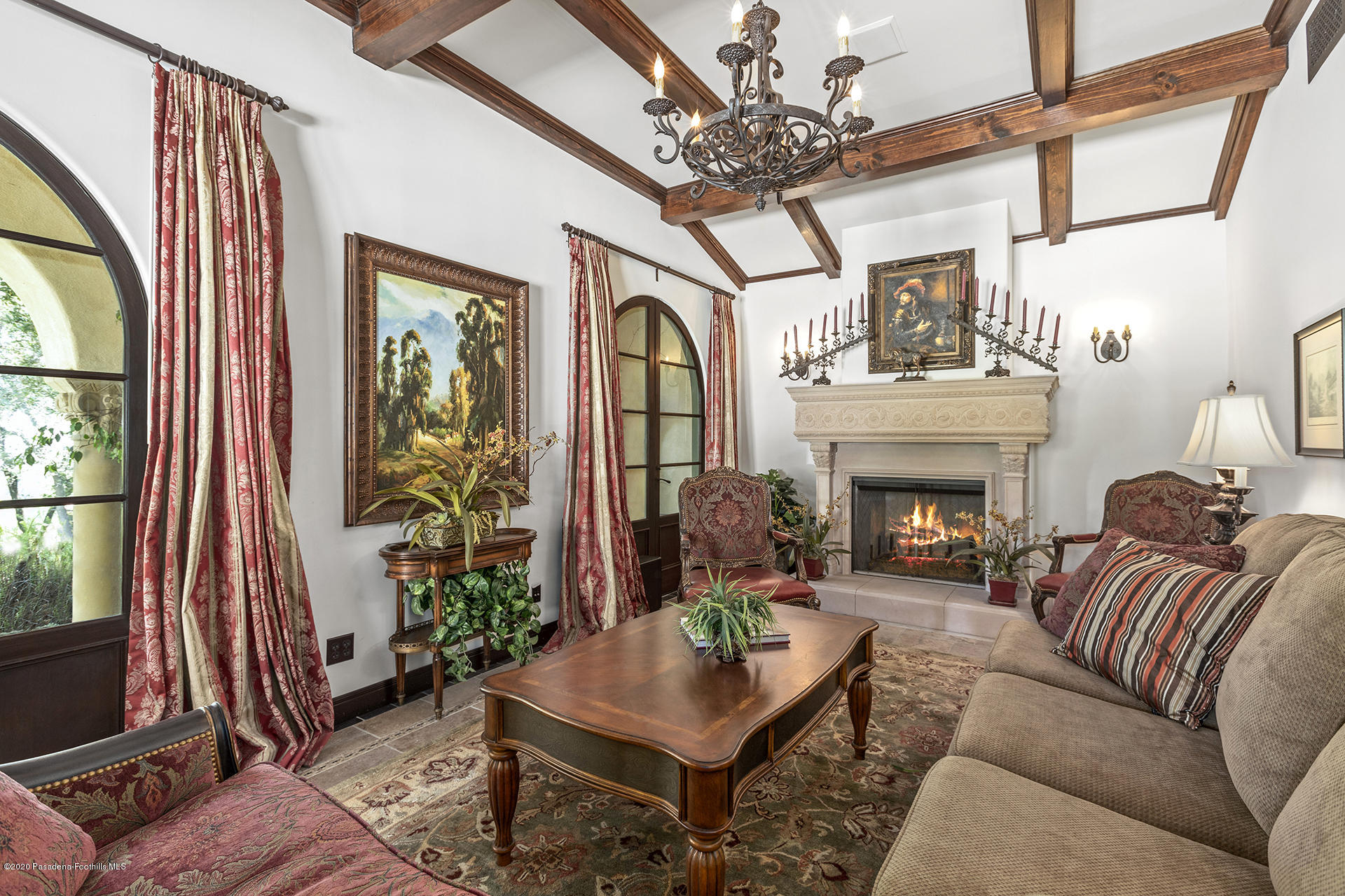 2288 Villa Heights Road Pasadena, CA 91107 - Photo 59 of 78 a living room with furniture a fireplace and a flat screen tv