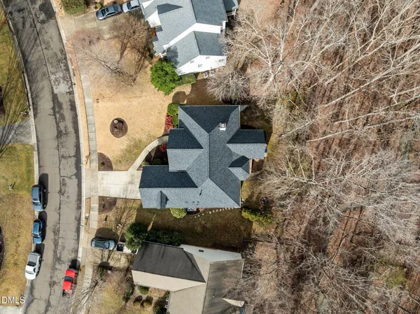 an aerial view of a house