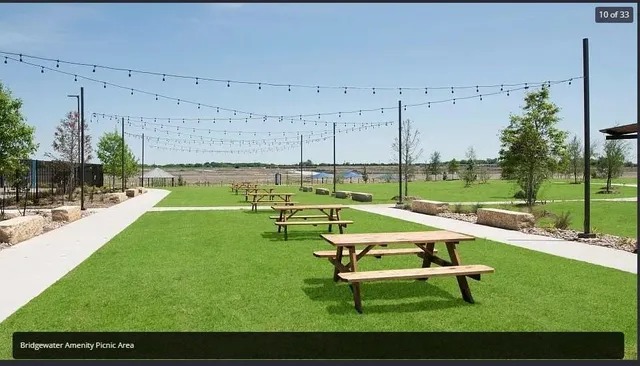 swimming pool with outdoor seating and green space