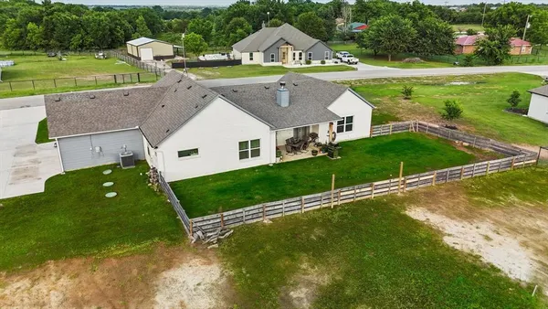an aerial view of a house