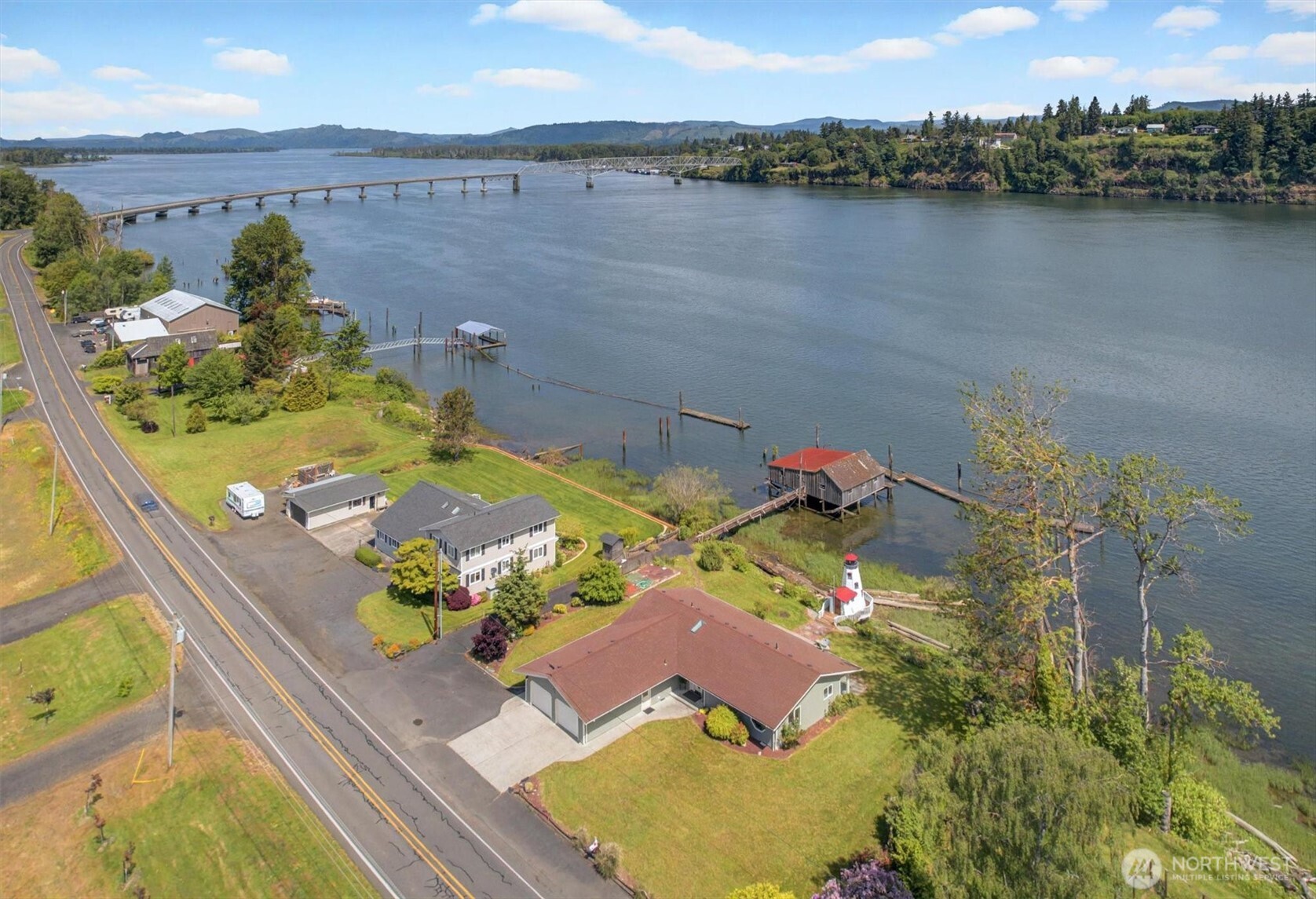 293 Highway 409 Cathlamet, WA 98612 - Photo 36 of 39 aerial view of a house with a ocean view