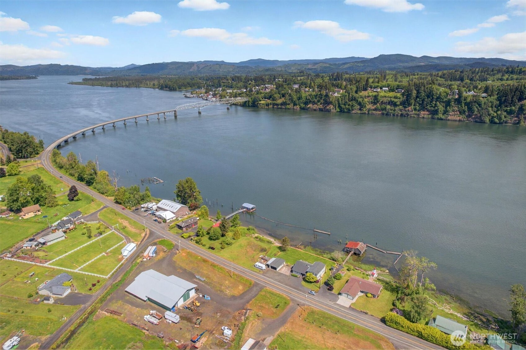 293 Highway 409 Cathlamet, WA 98612 - Photo 37 of 39 an aerial view of a house with a lake view