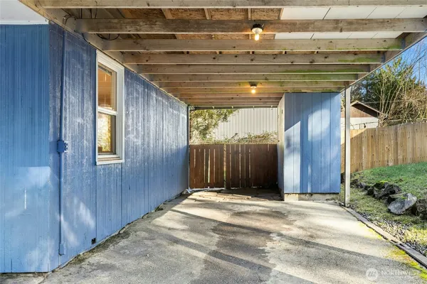 a view of wooden door