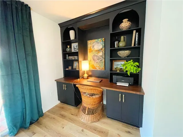 a table and chairs in a room