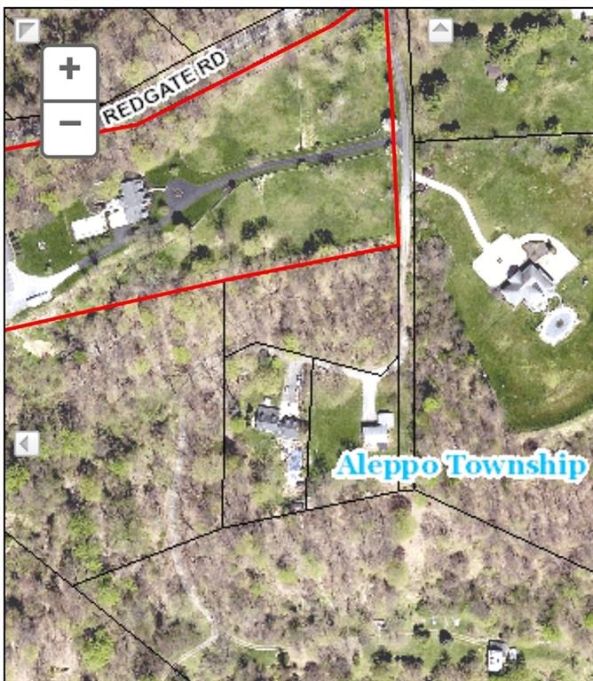 415 Redgate Road Sewickley, PA 15143 - Photo 21 of 25 LOT 52 is the Polygon shape property (with zip-zag bottom line) directly BELOW the highlighted red line AND bordering the roadway on its righthand side.