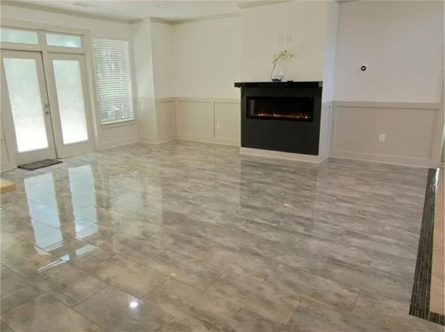 a view of a room with racks on the wall