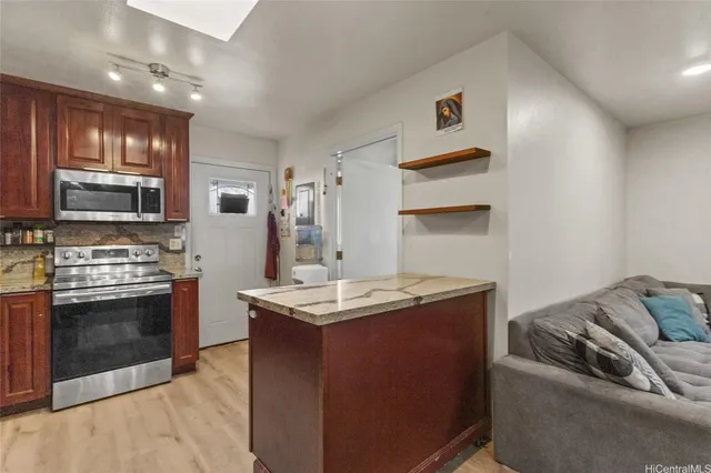 a view of a room with furniture