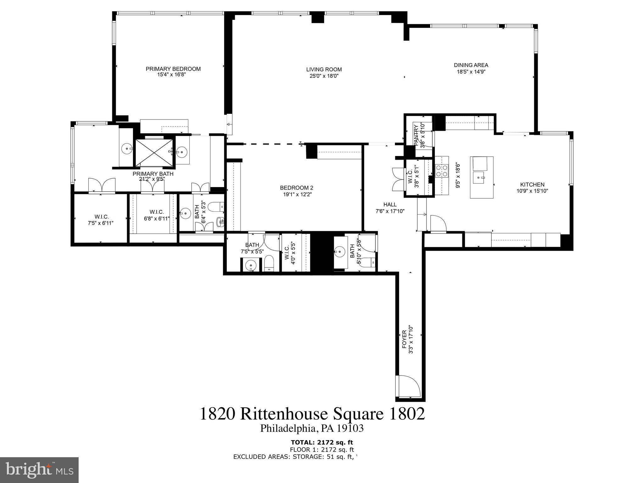 1820 Rittenhouse Square, Unit 1802 Philadelphia, PA 19103 - Photo 28 of 28 1820 Rittenhouse, 1802- Floor Plan