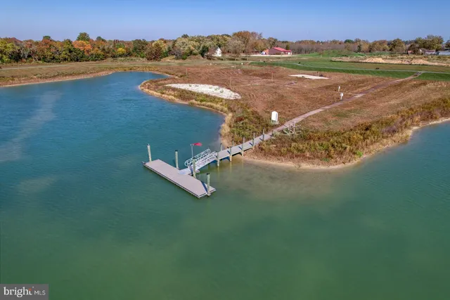 a view of a lake in middle of the town