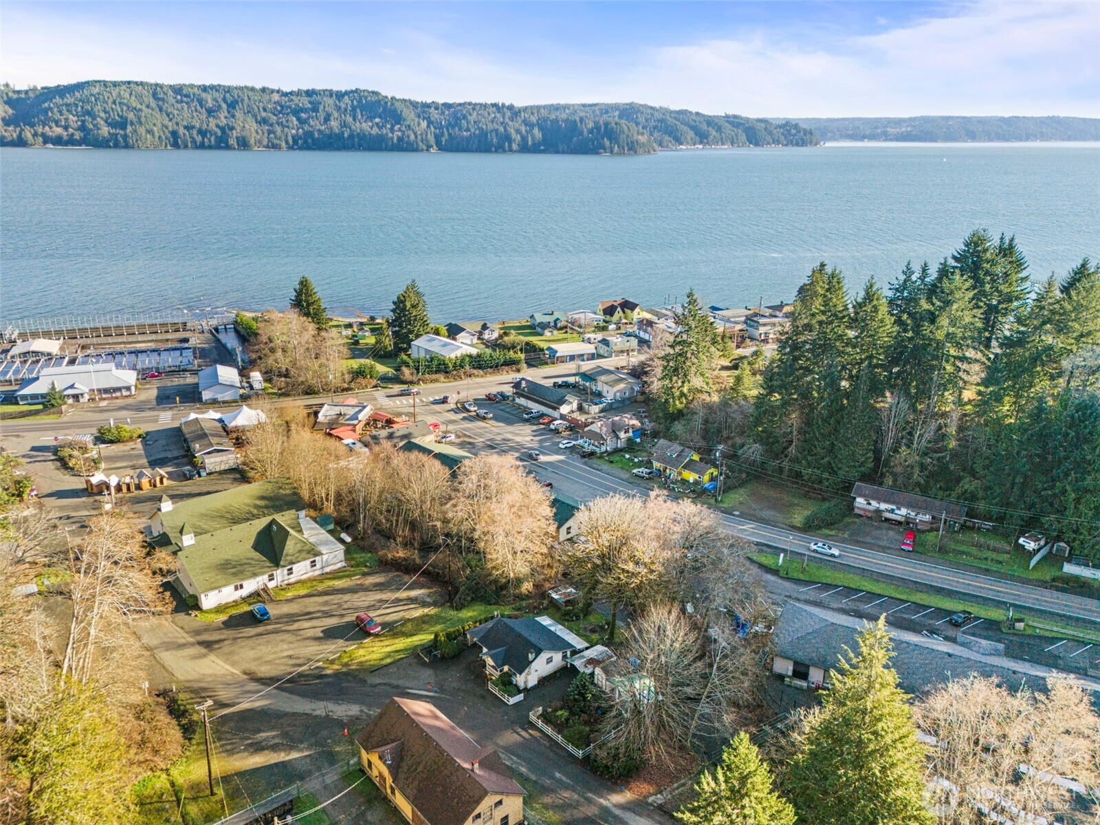 a view of a lake with a mountain