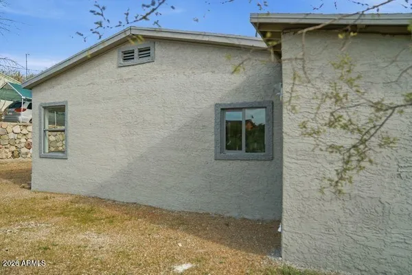 a brick house with a door
