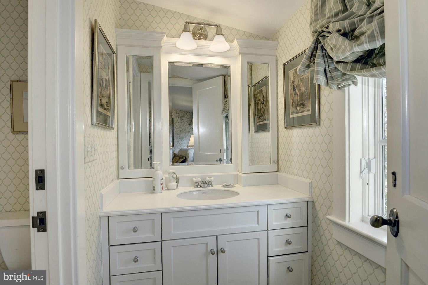 8106 Merrick Road Bethesda, MD 20817 - Photo 19 of 27 a bathroom with a sink vanity and mirror