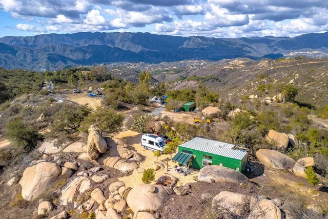a view of an outdoor space and mountain view