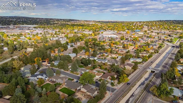an aerial view of a city