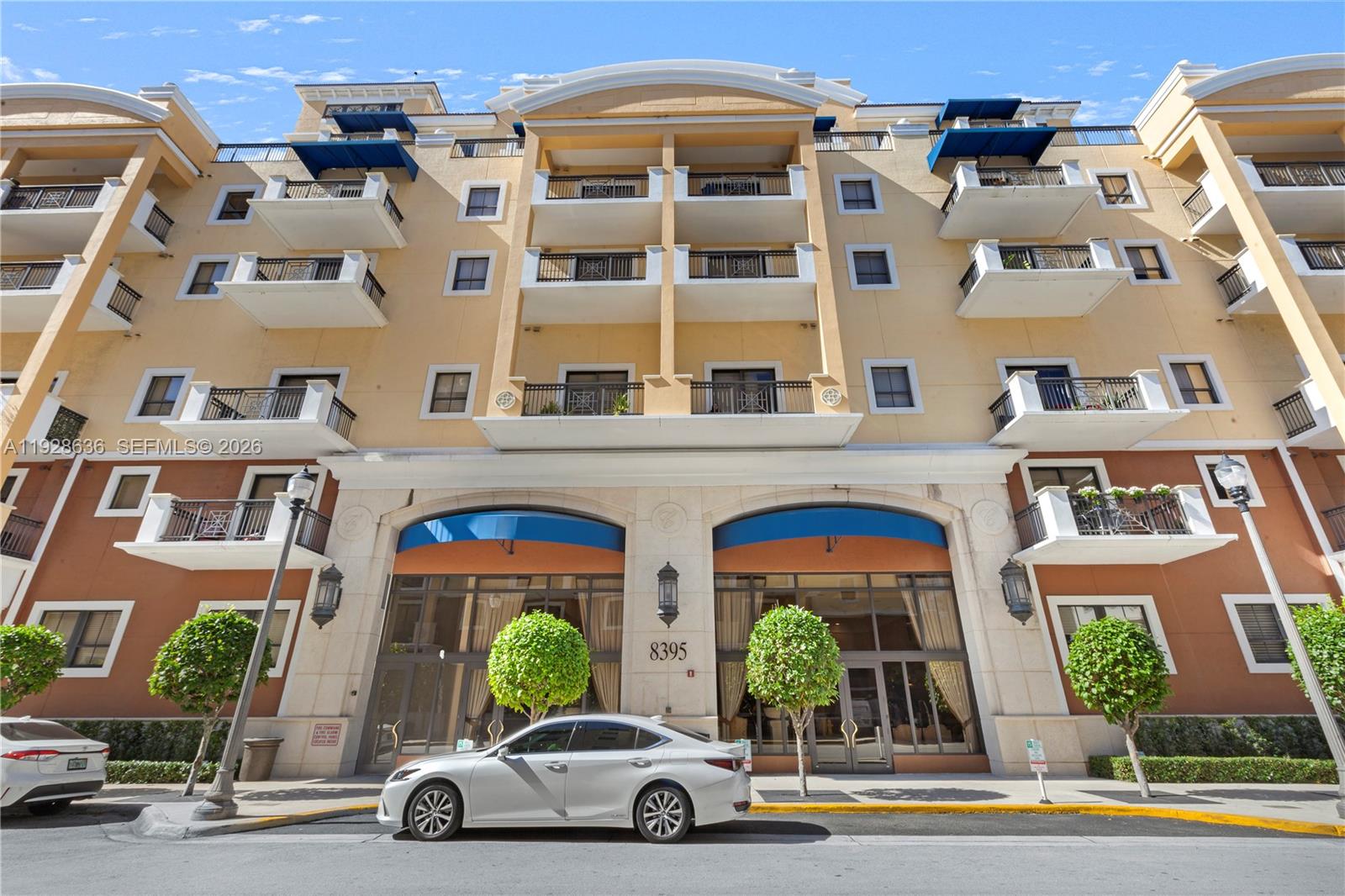 a car parked in front of a building