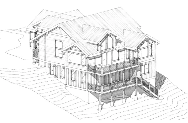 a view of a house with wooden deck