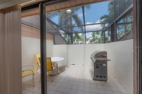 a room with water heater and a table