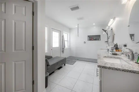 a living room with furniture