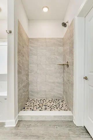 a bathroom with a shower