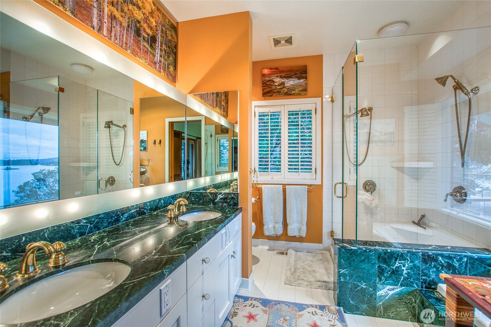 1689 Spring Point Road Orcas Island, WA 98245 - Photo 14 of 40 a bathroom with a granite countertop tub sink and mirror