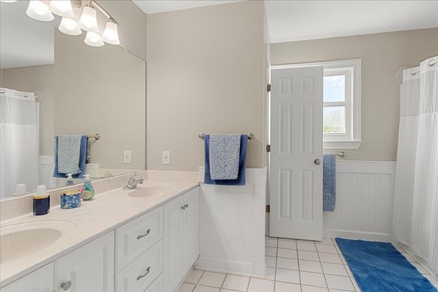 an aerial view of a tennis ground and large trees