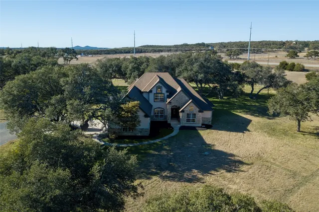 an aerial view of a house
