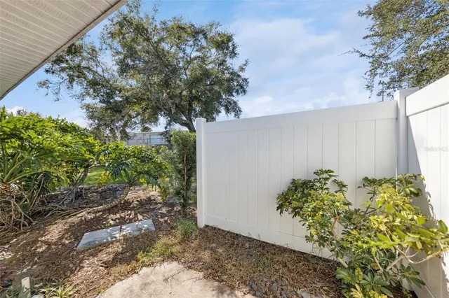 a view of a plants with large trees