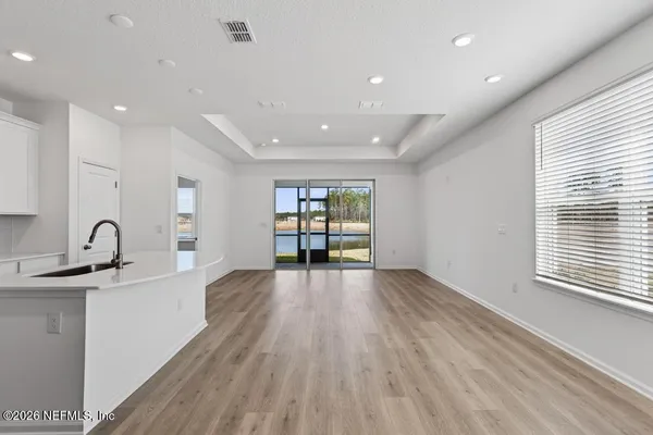 an empty room with windows