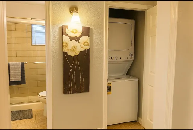 a bathroom with a mirror