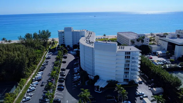 a view of a terrace with chairs and potted plants