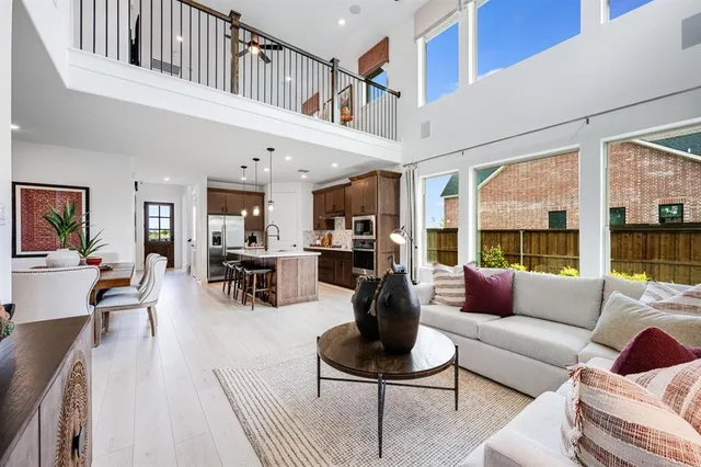 a view of a lake with a garden