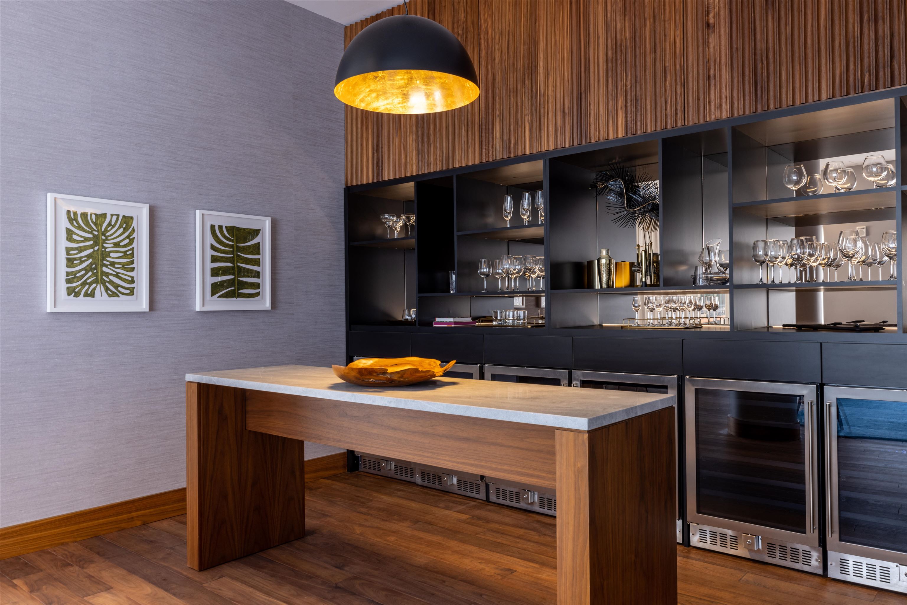 2 Shore Lane, Unit 404 Jersey City, NJ 07310 - Photo 33 of 34 a kitchen with stainless steel appliances wooden cabinets and a table