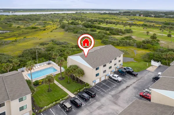 an aerial view of a house