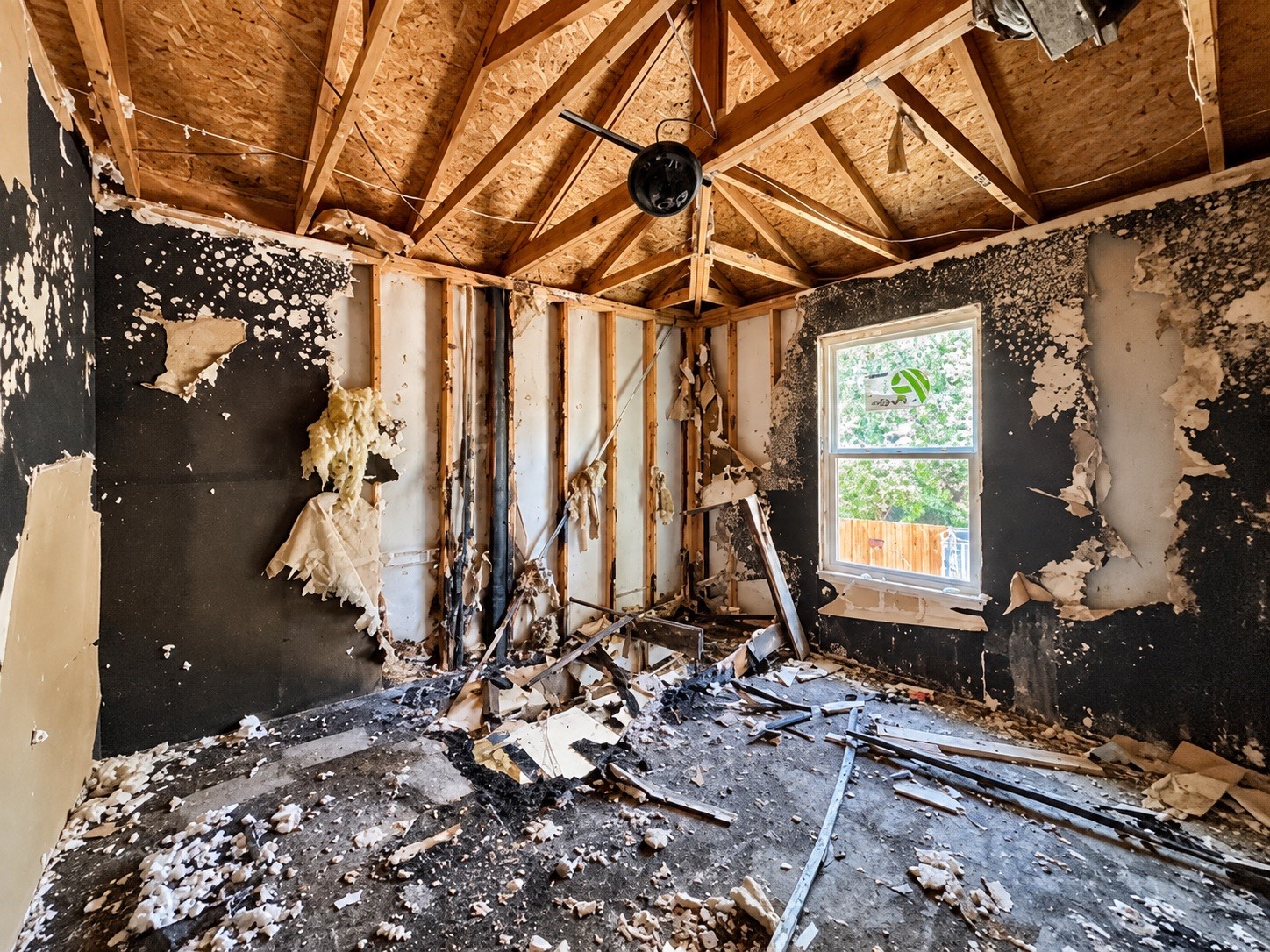 22815 Red Leo Lane Spring, TX 77389 - Photo 12 of 15 Interior room with exposed framing, ceiling removal, and extensive renovation needs