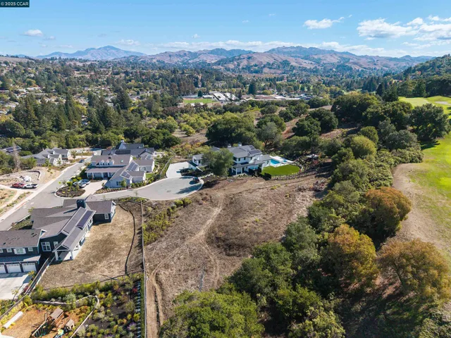 a view of a city with mountains in the background