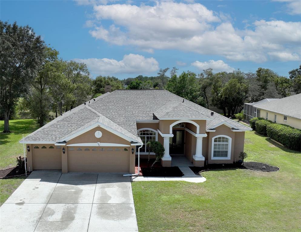 3362 Cedar Crest Loop Spring Hill, FL 34609 - Photo 44 of 57 a front view of a house with a yard and trees