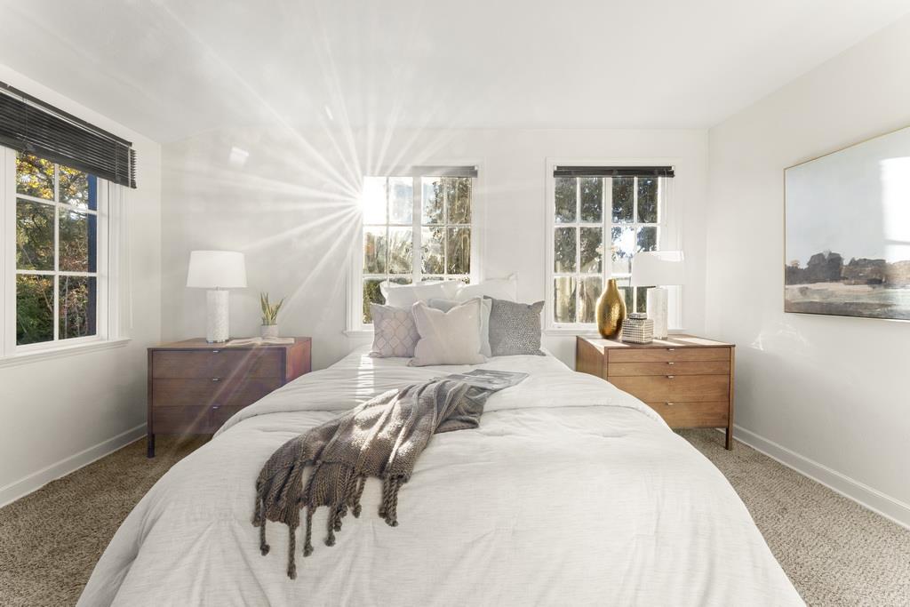 440 Gerona Road Stanford, CA 94305 - Photo 54 of 78 a bedroom with a bed and a large window