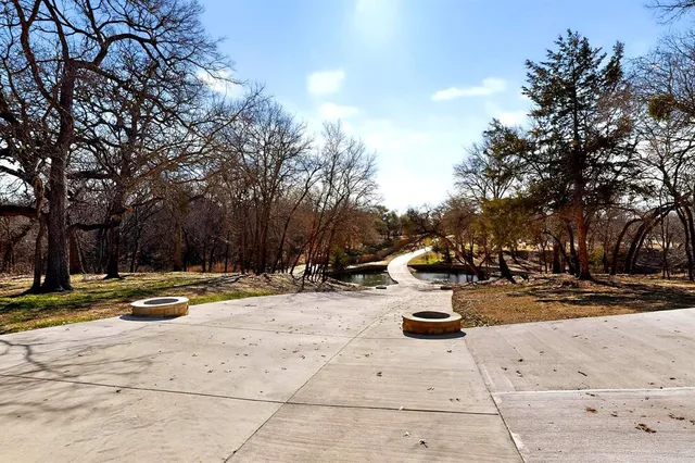a view of the road and trees