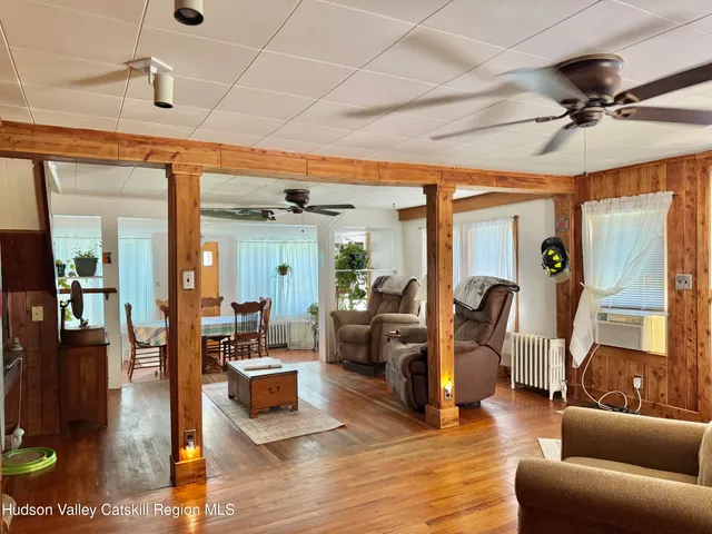 a living room with furniture