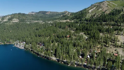 a view of a lake with a mountain in the background