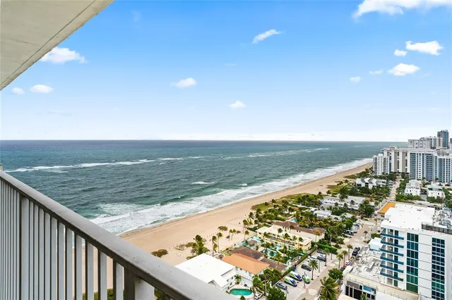 a view of an ocean from a balcony