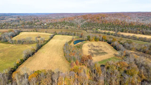 a view of a lake in middle of the town