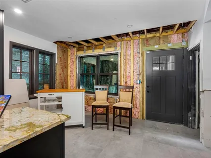 a living room with a large window